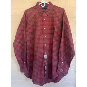 Ralph Lauren Plaid Button Down Shirt Yarmouth Red Blue 16.5 34/35 New